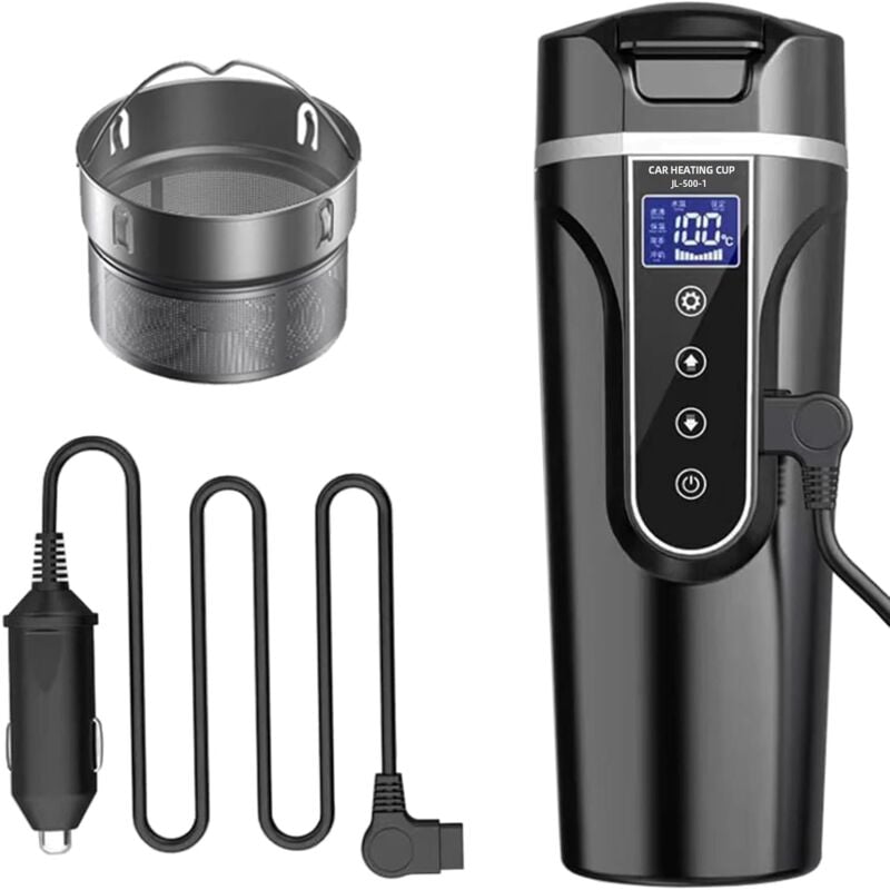 Auto-Wasserkocher, 12 V/24 v Auto-Wasserkocher, beheizter Wasserbecher für Auto/LKW/Reisen, tragbarer Auto-Wasserkocher mit LCD-Display aus 304