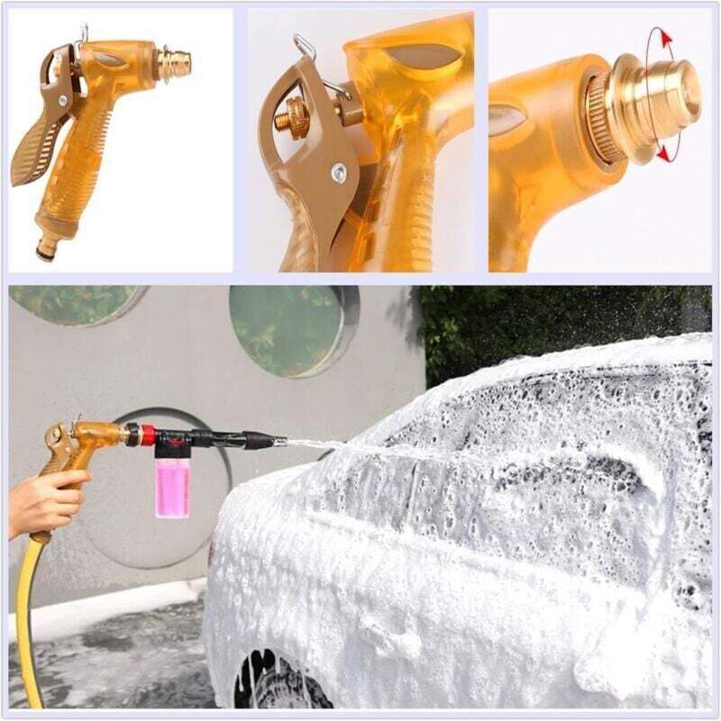 Auto-Wasserpistole, Auto-Sprühpistole, Auto-Schaumpistole, 2-in-1-Metalldüse, manuelle Sprühschaumpistole für Auto, Fenster und Garten