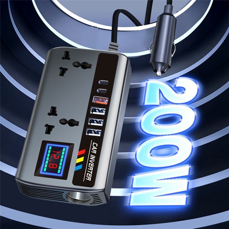 Auto-Wechselrichter-Konverter 12 V/24 V auf 220 V Schnellladeanschlüsse Tragbarer Kfz-Lade-Wechselrichter 3 USB-Anschlüsse Wechselrichter