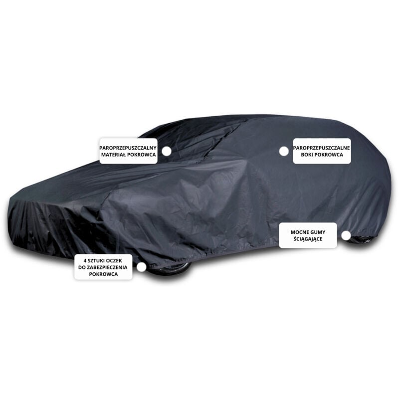 Autoabdeckung für Limousine XL 505-530cm Autoplane Classic Schwarz