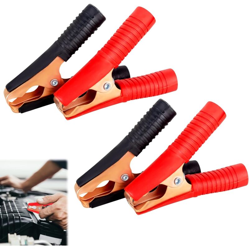 Dolaso - Autobatterieklemmen, elektrische Krokodilklemmen, Starthilfeklemme, Autobatterie-Krokodilklemmen, 100 a isolierte Batterieklemmen für Auto,