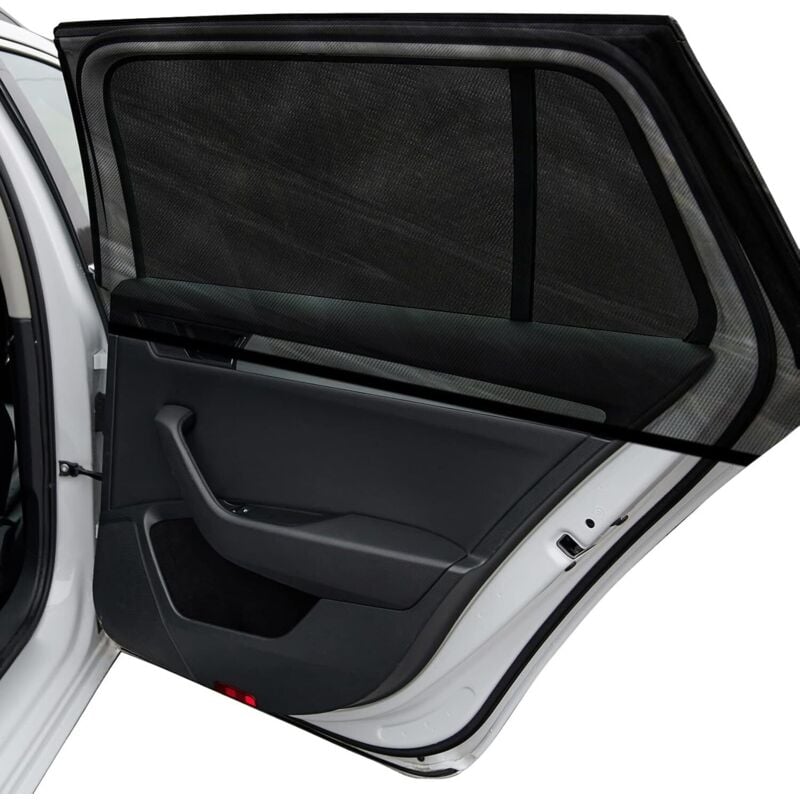 Autofenster-Rollos, 2er-Pack, atmungsaktives Seiten-Sonnenschutznetz, Stretch-Netz für Baby/Camping, Wärmeblock, UV-Schutz, hintere Seitenabdeckungen