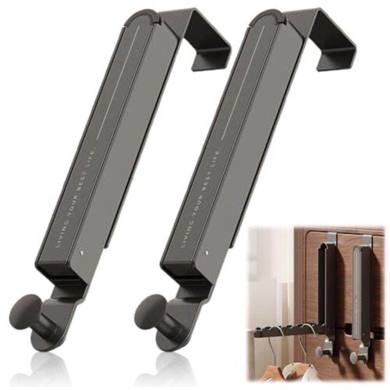 Klappbare Türhaken, 2 Stück Klappbarer Türhänger aus Aluminium – Garderobenständer zur Aufbewahrung von Jacken, Bademänteln, Taschen – Ausziehbarer