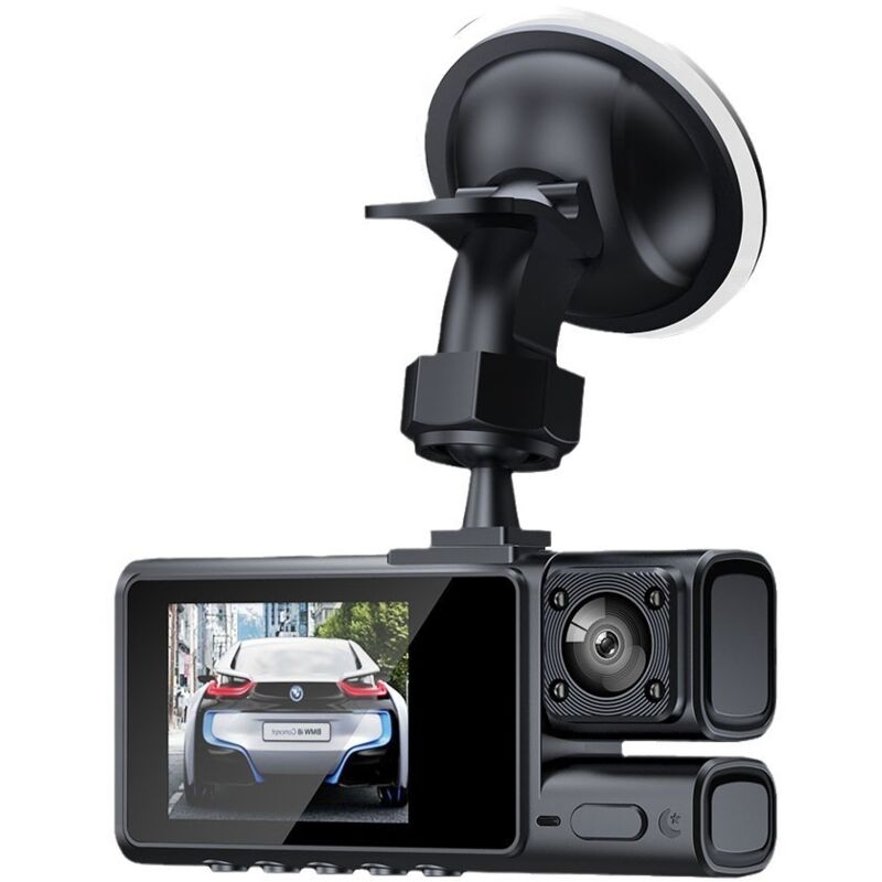 Autokamera, Dashcam vorne und hinten, 1080P HD 3-Kanal-Fahrtenrekorder mit 3 Kameras vor, im und hinter dem Auto