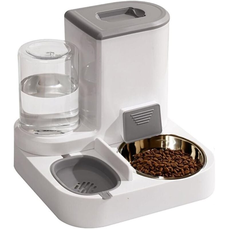 Automatischer Katzenfutter- und Wasserspender (2,2 l + 1 l) – 2-in-1-Kombination mit Edelstahlnapf – hygienisch und praktisch
