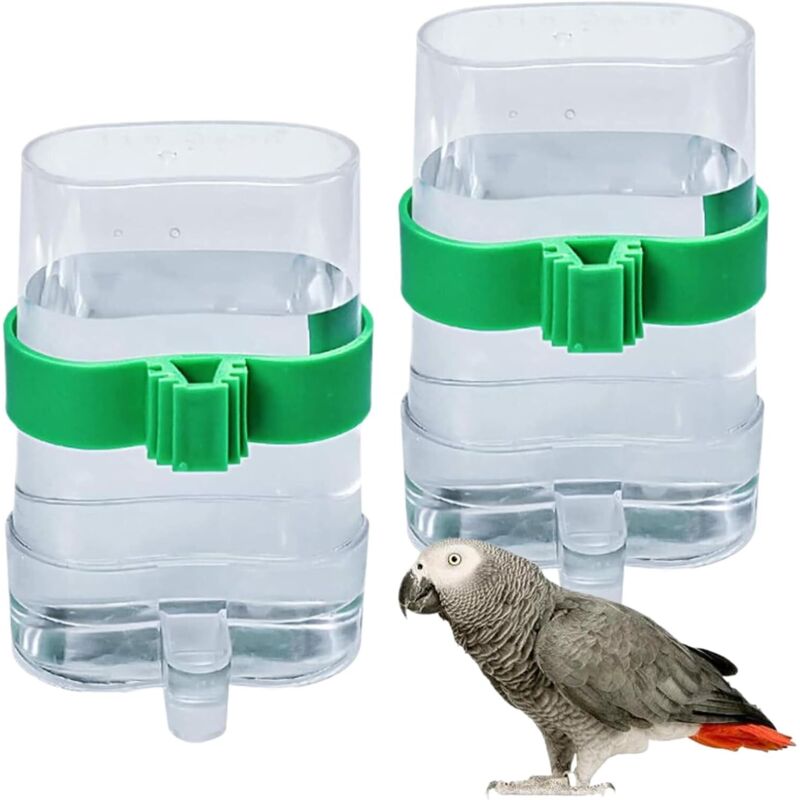 Automatischer Vogelkäfig-Futterautomat mit 2 Samenspendern, für Papageien, Kleintiere, Kanarienvögel, Nymphensittiche – 220 ml