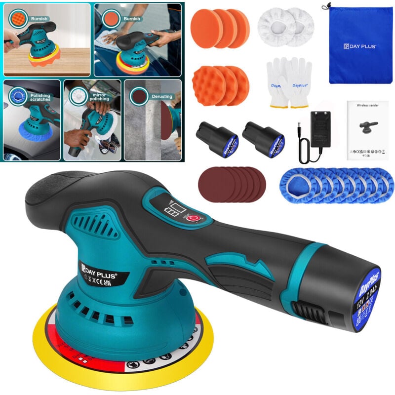 Dayplus - Autopoliermaschine Poliermaschine Akku Auto Poliergerät Kabellos Politur Set 6''