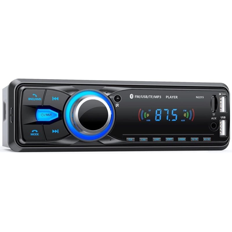 Autoradio Bluetooth Freisprecheinrichtung 5.0, FM-Radio Auto Bluetooth, 1 Din Autoradio für 9-12 V Auto, unterstützt 2 USB/AUX/SD/TF/MP3, unterstützt