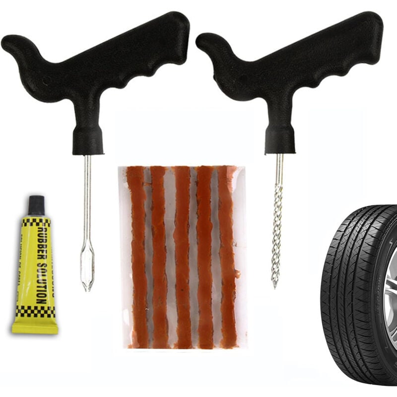 Longziming - Autoreifen-Reparaturset, Reifenreparaturstopfen mit T-Griff, Werkzeugset zur Reparatur von platten Reifen, 2-teiliges