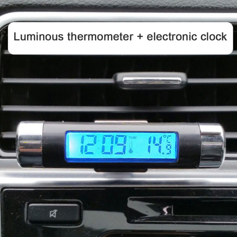 Autouhr in Bildschirmform, Bildschirmklemme/Lüftungshalterung fürs Auto, digitale LED-Uhr mit Thermometer, digitale Uhr mit Thermometer