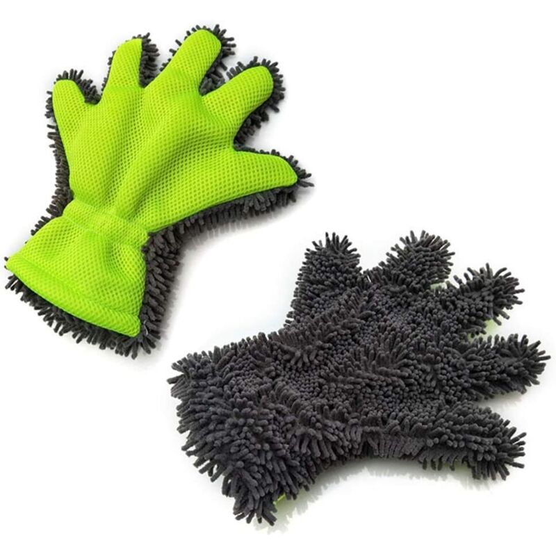 Autowaschhandschuhe aus feinem Chenille – doppelseitig – für Felgen und Fenster