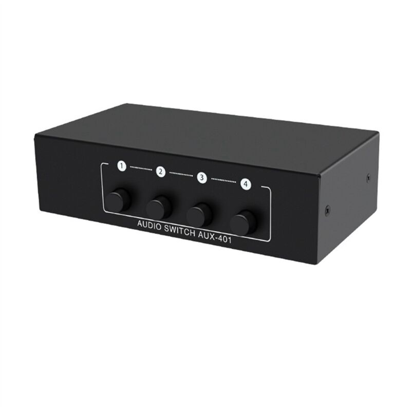 AUX Audio Switcher 4 in 1 Out Stereo Selector 4X1 3,5 mm Aux L/R Switch Box Analog Selector, B