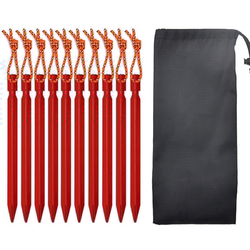 Csparkv - a) 10 Stück Befestigungsheringe, Campingheringe, Zeltheringe mit reflektierender Kordel, Erdspieße, Sandnägel, Zelthaken,