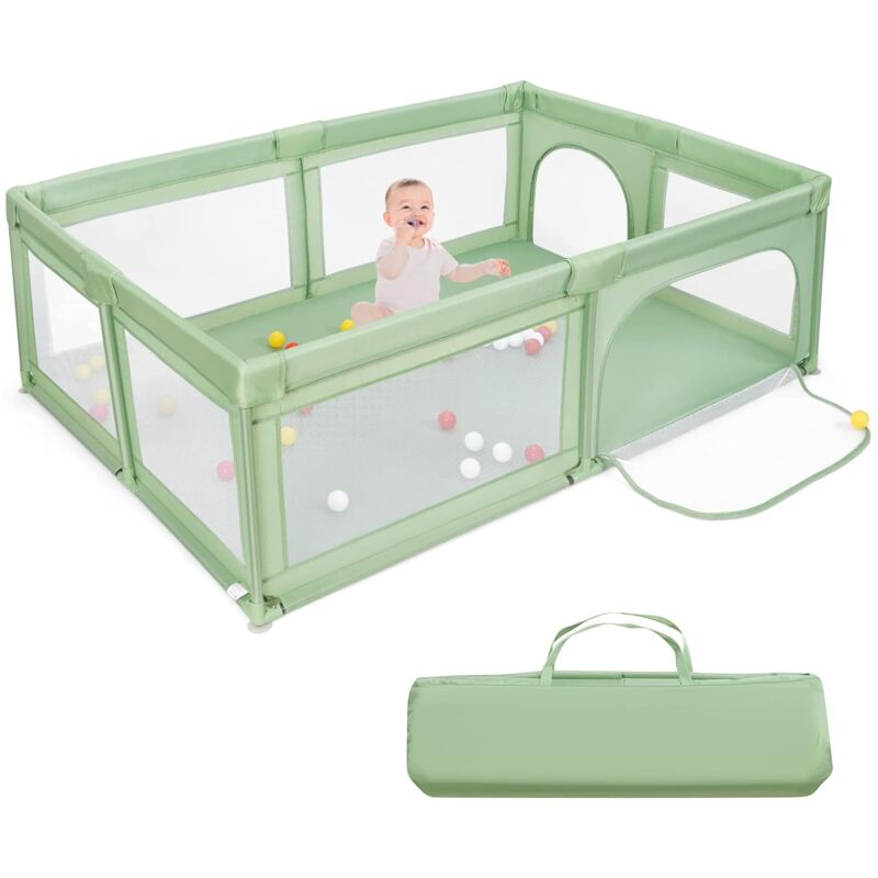 Goplus - Baby Laufstall mit 50 Spielbaellen, Krabbelgitter für Kleinkinder & Saeulinge, stabiler Laufgitterzelt mit atmungsaktivem Netz, Reisebett