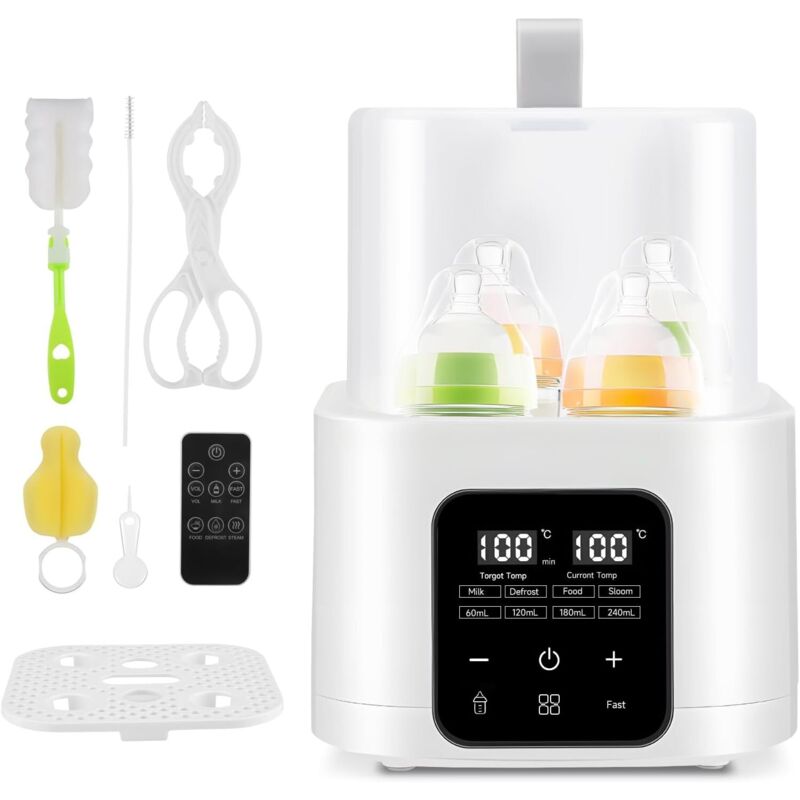 Babyflaschenwärmer, schnelles Erwärmen und Auftauen von Babynahrung, Doppelmilchflaschensterilisator mit LCD-Bildschirm, präzise Temperaturregelung