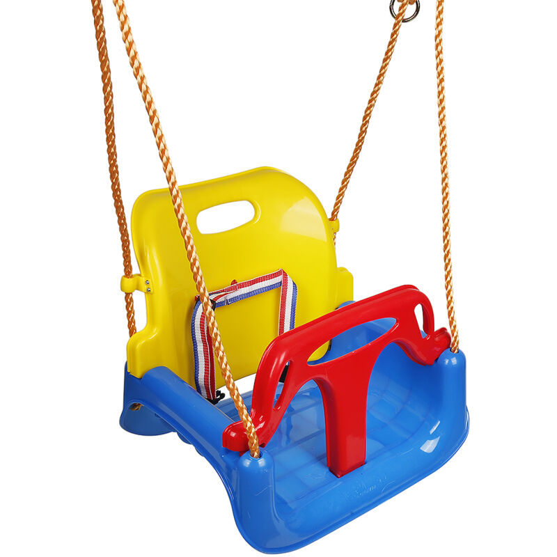 Babyschaukel 3-in-1 Schaukel Kinderschaukel outdoor, Hochwertige Schaukel inkl. Rückenlehne & Anschnallgurt