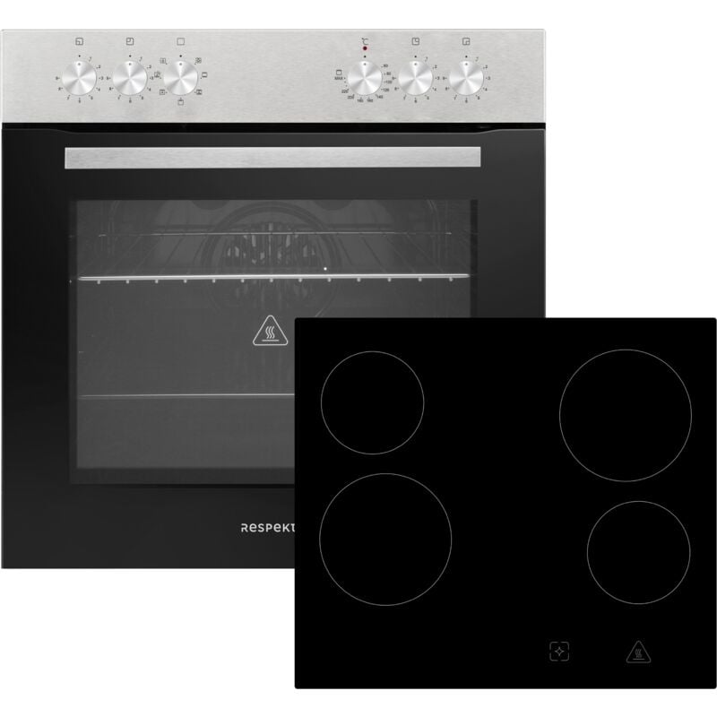 Respekta - Backofen Herdset Einbau Kochfeld Glaskeramik rahmenlos 72 l HS2001-26