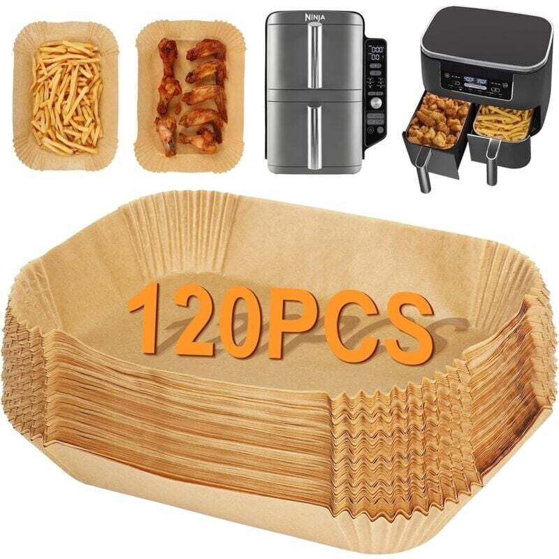 Backpapier für Ninja Air Fryer Double Stack XL SL400EU 9,5L, 120-teiliges Zubehör für Ninja Air Fryer, Pergamentpapier kompatibel mit Ninja AF300EU