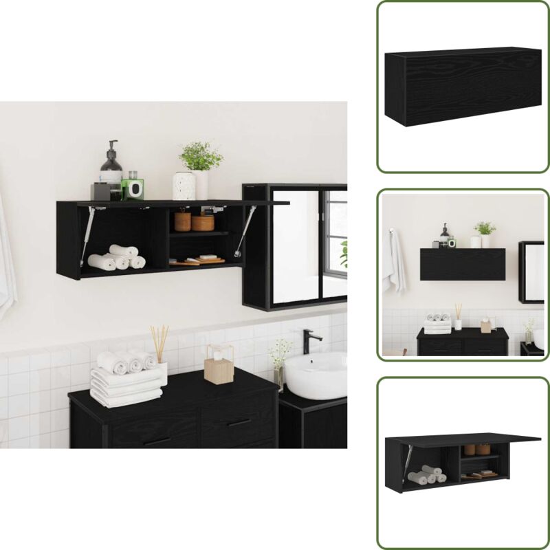 Bad-Wandschrank Schwarz 80x25x30 cm Holzwerkstoff - Bad-Wandschrank - Bad-Wandschränke - Bad-Hängeschrank - Hängeschrank Bad
