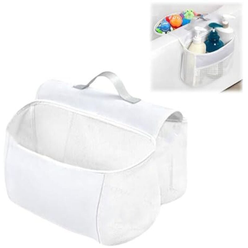 Badewannenspielzeug Aufbewahrung,Badespielzeug Aufbewahrung,Breite Öffnung Doppelfächer Einfacher Badewannenspielzeug Mesh Tasche,Hygienische