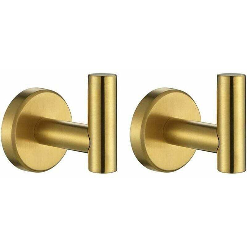 Badezimmer-Bademantelhaken, gebürstetes Gold, Badezimmer-Handtuchhaken, Küche, Garage, Wandhalterung (2 Stück), 0,8 mm Edelstahl, Gold
