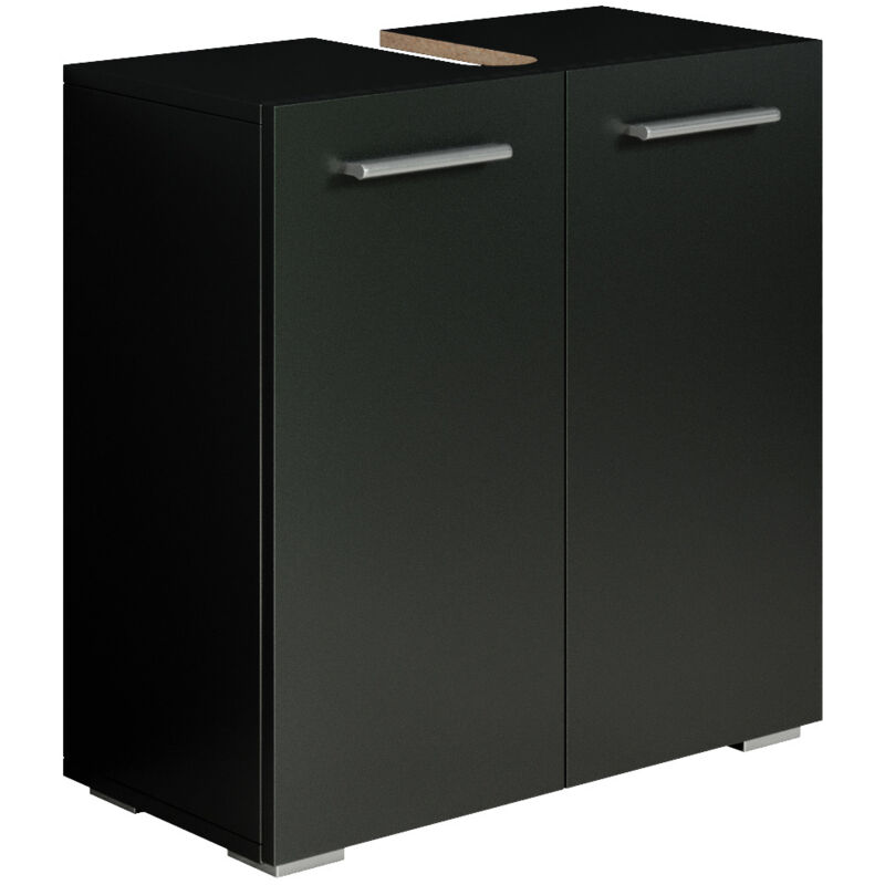 Badplaats - Badezimmer Badmöbel Jupiter 60cm Schwarz - Unterschrank Badmöbel