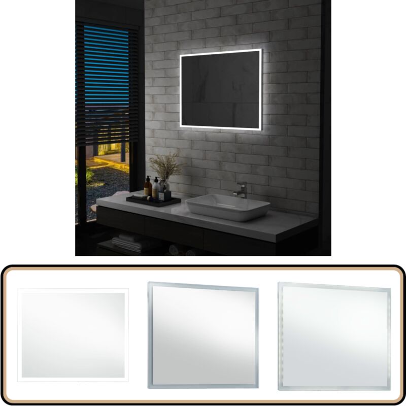 Vidaxl - Badezimmer-Wandspiegel mit LEDs 80x60 cm - LED-Spiegel - Badezimmerspiegel - Wandspiegel - Kosmetikspiegel - Spiegelschrank