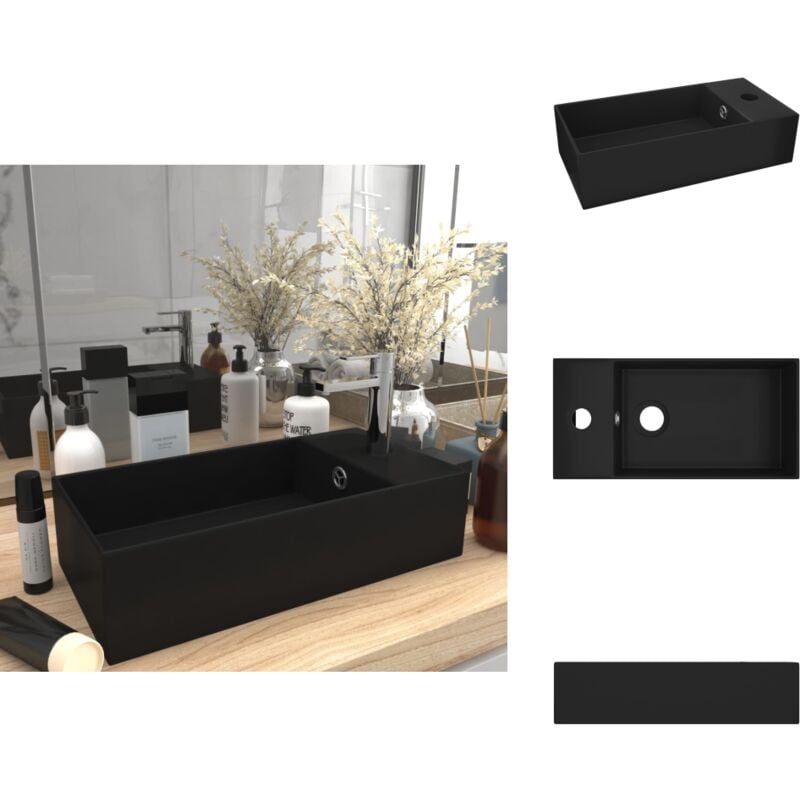 Vidaxl - Badezimmer-Waschbecken mit Überlauf Keramik Matt Schwarz - Waschbecken - Keramik-Waschbecken - Badezimmer-Waschbecken - Matt Schwarz
