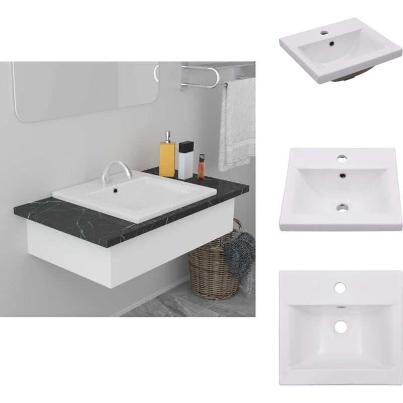 Einbauwaschbecken 42x39x18 cm Keramik Weiß - Einbaubecken - Waschbecken Keramik - Weißes Waschbecken - Badezimmer Waschbecken - Handwaschbecken