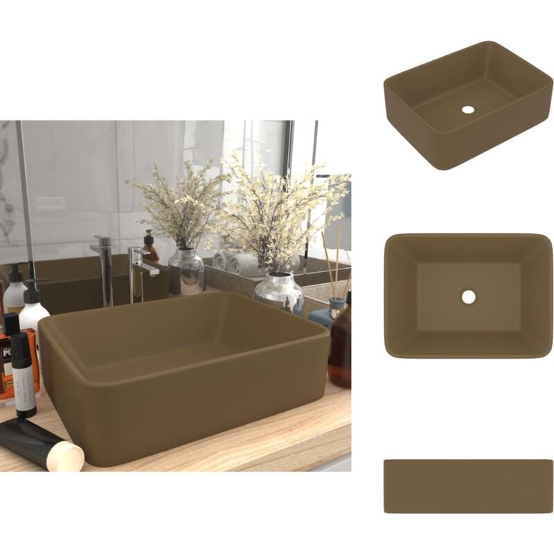 Vidaxl - Luxus-Waschbecken Matt Creme 41x30x12 cm Keramik - Keramik Waschbecken - Badezimmer Waschbecken - Aufsatzwaschbecken - Matt Creme