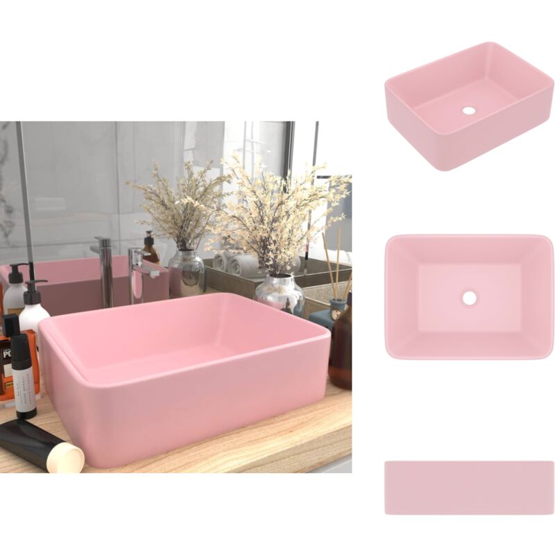 Vidaxl - Luxus-Waschbecken Matt Rosa 41x30x12 cm Keramik - Keramik Waschbecken - Mattrosa Waschbecken - Aufsatzwaschbecken - Badezimmer Waschbecken