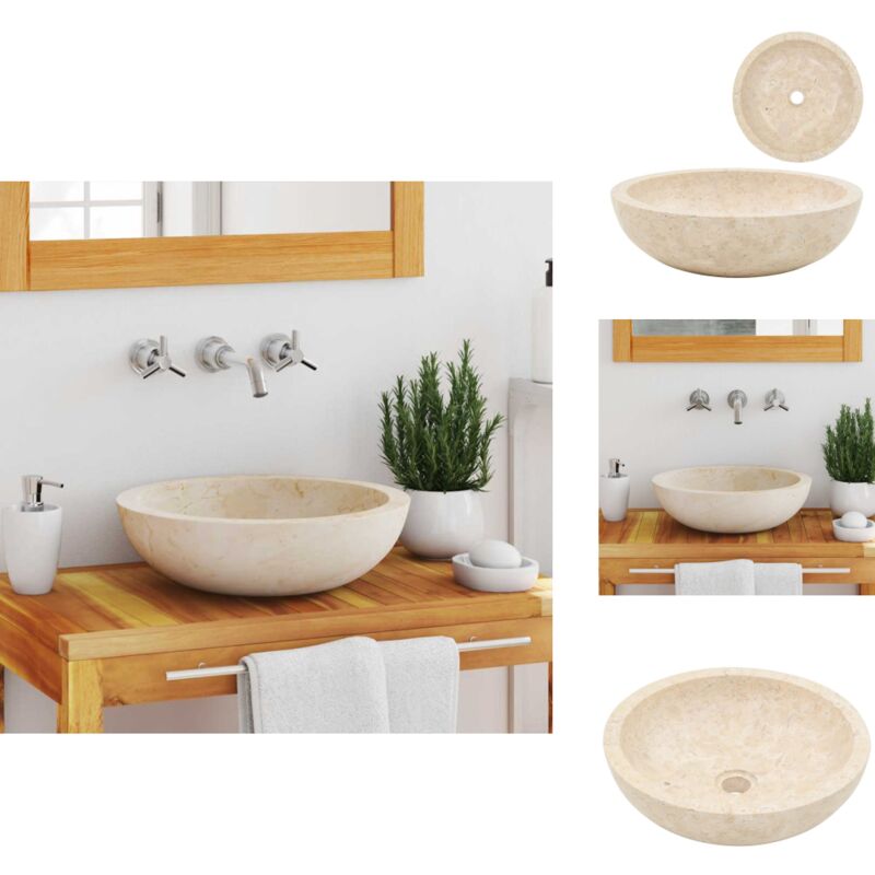 Waschbecken 40x12 cm Marmor Creme - Marmor Waschbecken - Cremefarbenes Waschbecken - Handgefertigtes Waschbecken - Badezimmer Waschbecken