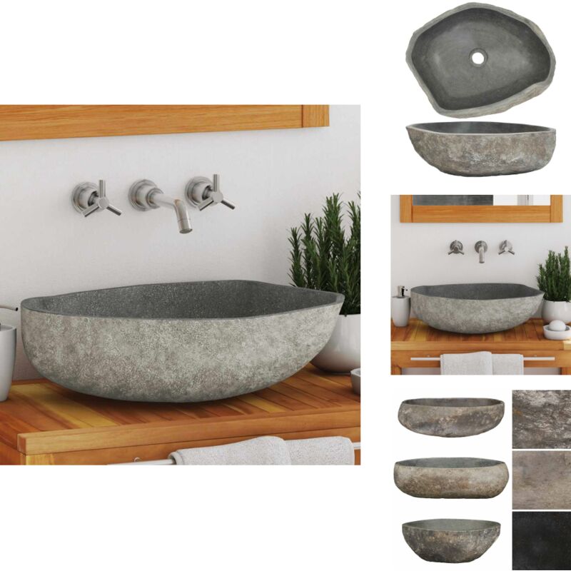 Vidaxl - Waschbecken Flussstein Oval (45-53)x(34-41) cm - Flusssteine Waschen - Ovales Waschbecken - Naturstein Waschbecken - Badezimmer Waschbecken