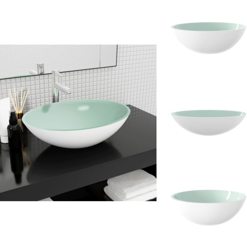 Vidaxl - Waschbecken Glas 50x37x14 cm Weiß - Waschbecken - Glaswaschbecken - Aufsetzwaschbecken - Weißes Waschbecken - Modernes Waschbecken