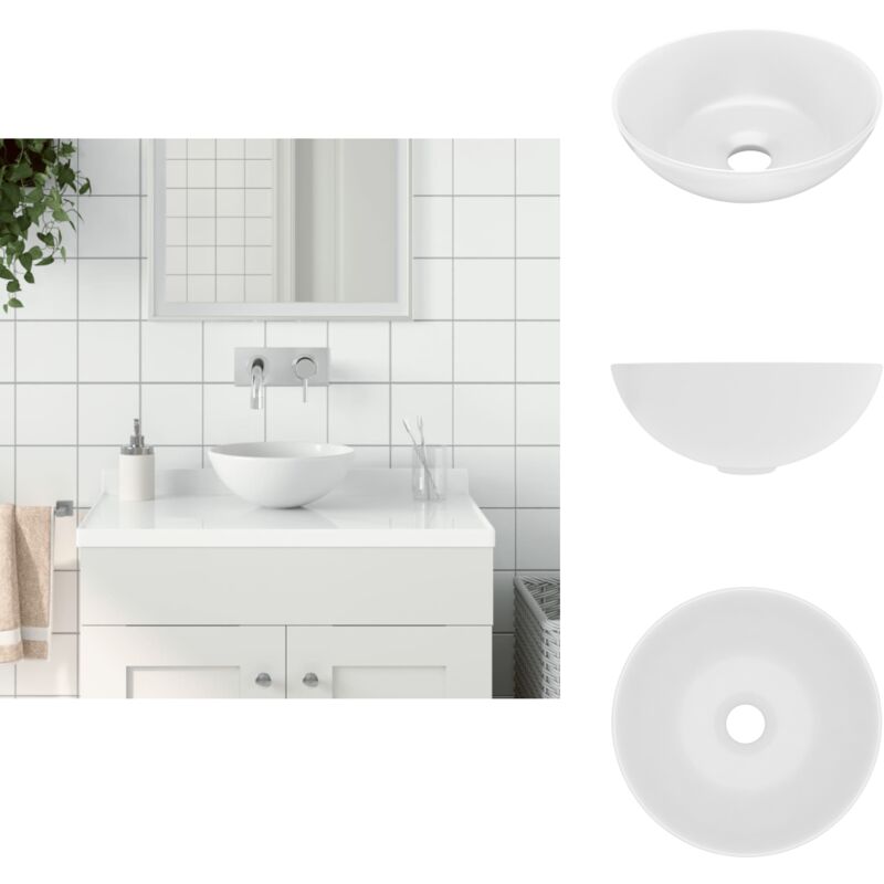 Waschbecken Keramik Mattweiß Rund - Waschbecken - Keramik-Waschbecken - Rundes Waschbecken - Aufsetzbecken - Matt Weiß