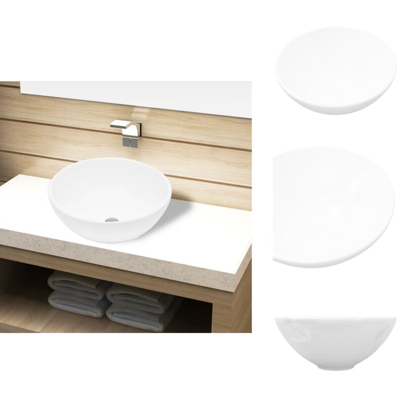 Vidaxl - Waschbecken Keramik Weiß Rund - Waschbecken - Keramikwaschbecken - Rundes Waschbecken - Weißes Waschbecken - Aufsatzwaschbecken