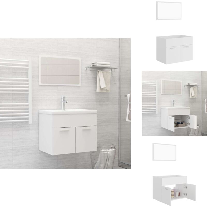 Vidaxl - 2-tlg. Badmöbel-Set Weiß Holzwerkstoff - Badmöbel Set - Holzwerkstoff Badschrank - Spiegelschrank - Badezimmermöbel - Weißes Badmöbel