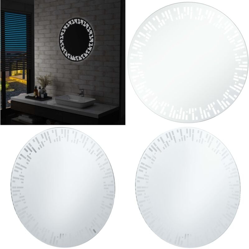 Badezimmerspiegel mit LED 70 cm - LED-Spiegel - Badezimmer Spiegel - Rund - Silberner Spiegel - Spiegelschrank - Home & Living