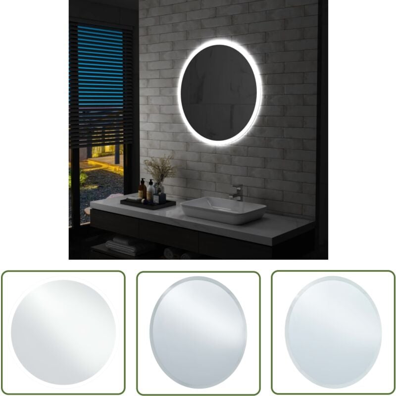 Longziming - The Living Store Badezimmerspiegel mit led 80 cm - LED-Spiegel - Badezimmer Spiegel - Rund - Silberner Spiegel - Spiegelschrank