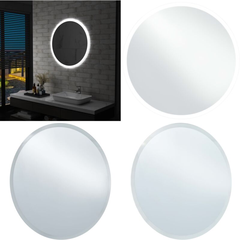 Vidaxl - Badezimmerspiegel mit led 80 cm - LED-Spiegel - Badezimmer Spiegel - Rund - Silberner Spiegel - Spiegelschrank - Home & Living