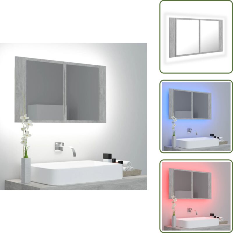 Vidaxl - LED-Bad-Spiegelschrank Betongrau 80x12x45 cm Acryl - LED-Spiegelschrank - Badezimmerspiegel - Betonoptik - rgb Beleuchtung