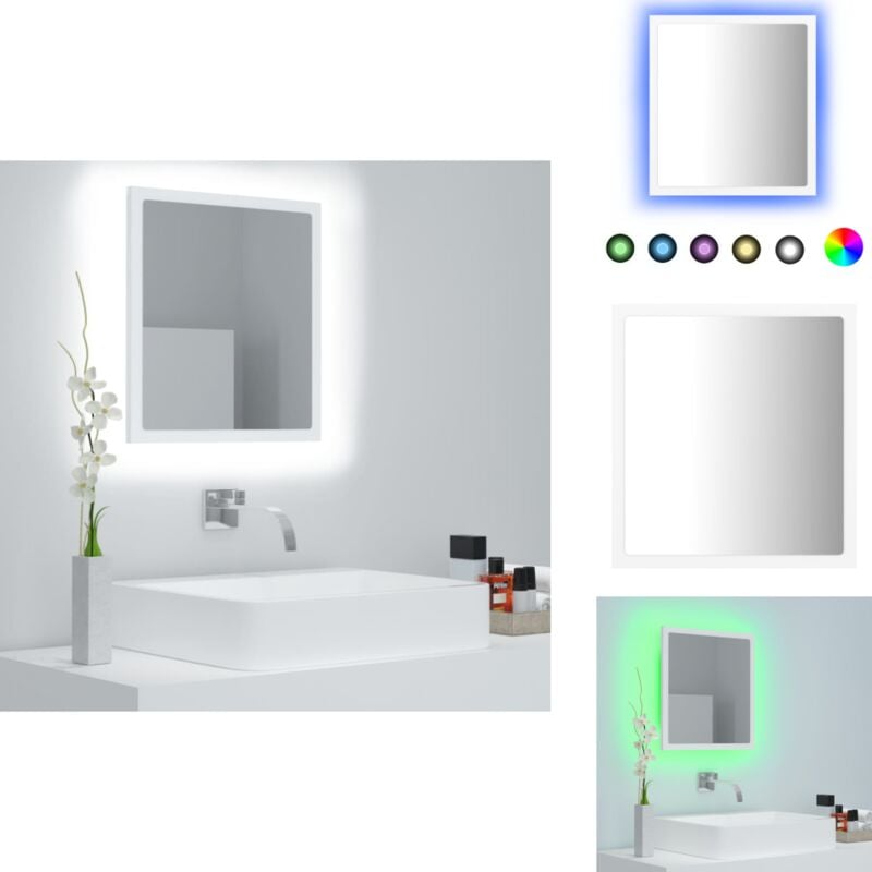 Vidaxl - LED-Badspiegel Weiß 40x8,5x37 cm Acryl - LED-Spiegel - Badezimmerspiegel - Acrylspiegel - Weißes Möbelstück - Handtuchhalter