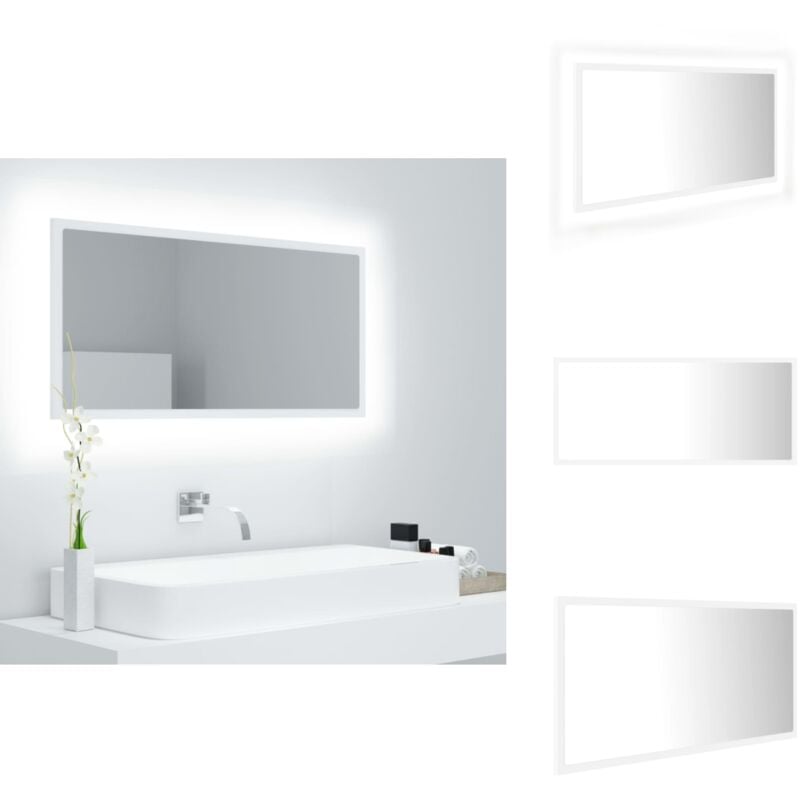 Vidaxl - LED-Badspiegel Weiß 90x8,5x37 cm Acryl - LED-Spiegel - Badezimmerspiegel - Acrylspiegel - Weißes Möbelstück - Wandspiegel