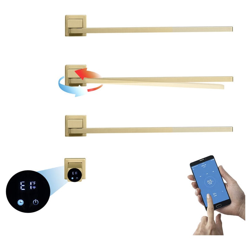 Badheizkörper Elektrisch, 66W Wifi Handtuchhalter HeizköRper led Digitalanzeige Handtuchheizkörper Elektrisch 180° Drehung Badheizkörper Elektrisch