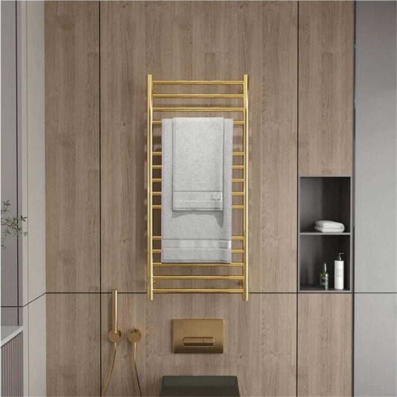 Badheizkörper Elektrisch Gold Handtuchheizkörper Elektrisch Heizkörper Heizung Handtuchwärmer Rostfreier Stahl Handtuchtrockner, 1100x520mm, 162 w,