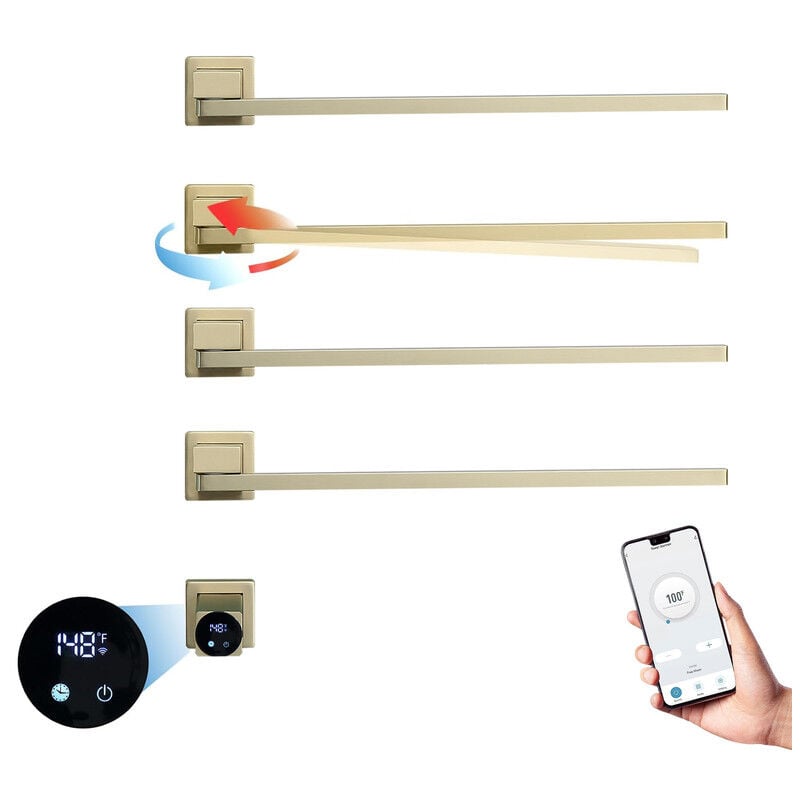 Esip - Badheizkörper Elektrisch, Handtuchheizkörper Elektrisch 75W 51x70cm Intelligente WiFi Handtuchwärmer, 180° Drehung Anthrazit Handtuchtrockner