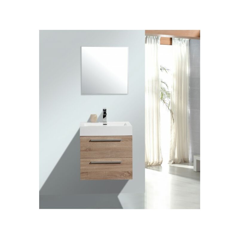 Badmöbel-Set Bernstein M600 Badmöbel Eiche geweißt inkl. Einbaubecken