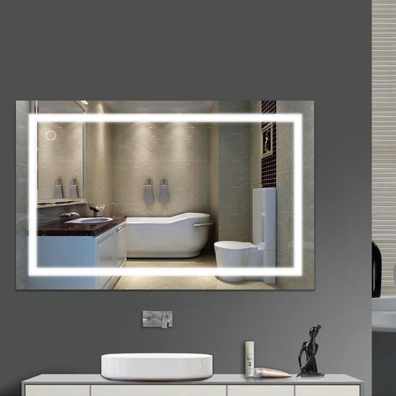 Skecten - Badspiegel mit Beleuchtung,Badezimmerspiegel mit Beleuchtung,Badezimmerspiegel led Touch (100x60cm)