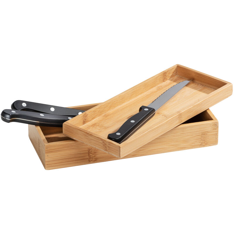 Wenko - Bambus Box Terra mit Deckel, schmale Ablage, Braun, Bambus natur - braun