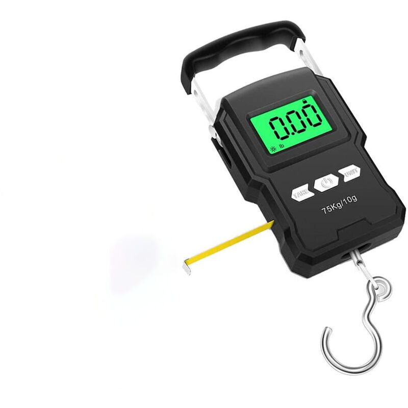 165lbs/75kg Angelwaage Hängende Gepäckwaage mit hintergrundbeleuchtetem LCD-Display, Maßband
